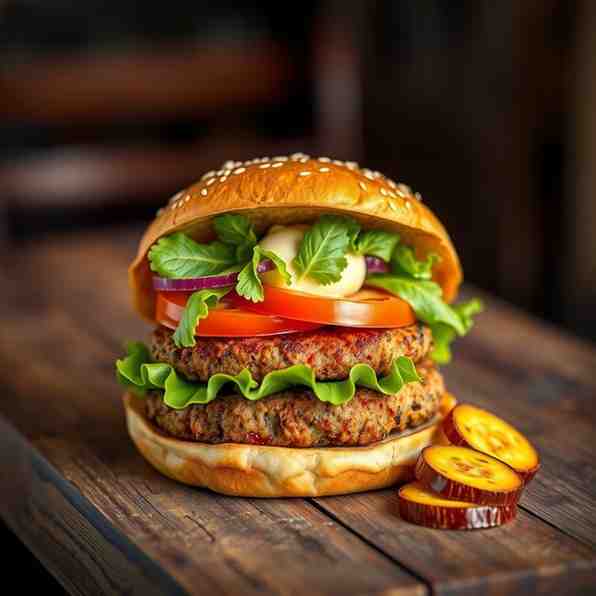 Palmito Guisado - Dominican Vegan Hamburger With Secret Sauce